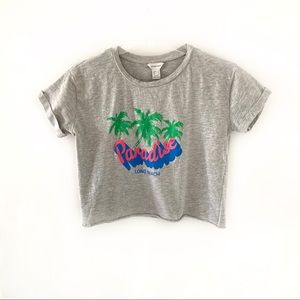 Primark Paradise Long Beach Cropped Grey T-Shirt